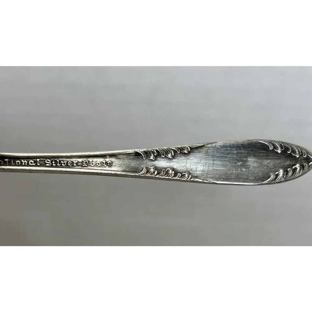 National Silver Silverplate Bonbon, Nut, Olive Pierced Spoon King Edward Pattern